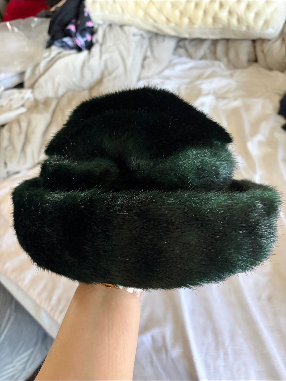 Black Faux Fur Bucket Hat - Women's Accessory